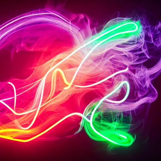 black background with neon-coloured smoke