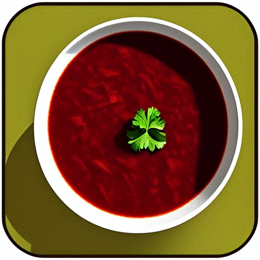 A primitive, minimal drawing of Ukrainian Borsch, view from above, app icon