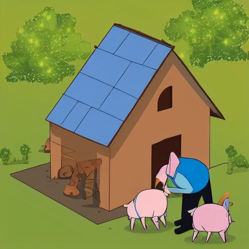 three pigs building a house
, Cartoon