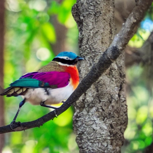 Pajaro colorido en medio del bosque
