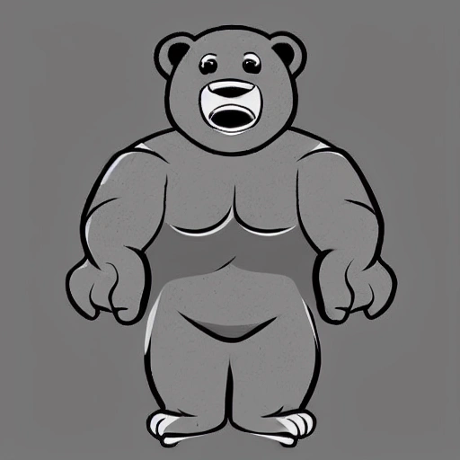 Anthropomorphic muscular bear , Cartoon