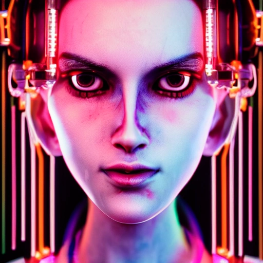 side close up portrait of 1 cyberpunk girl, detailed face, spotl ...