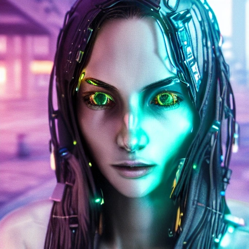 Cyberpunk Girl Detailed Face Spotlight Cyberpunk City Hyper Arthubai 9853