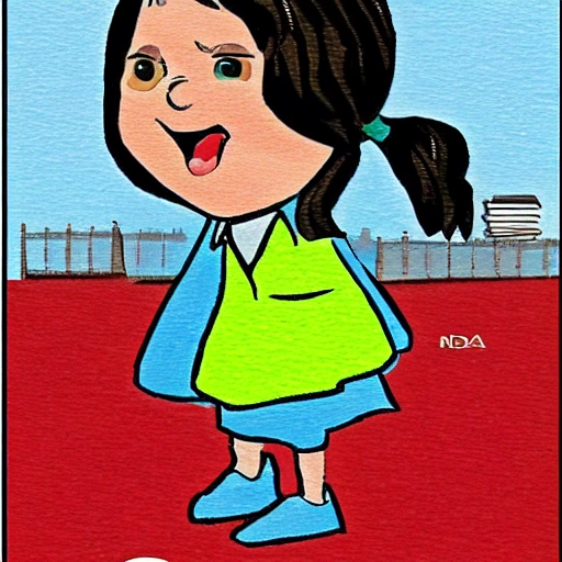 niña con uniforme escolar de falda corta
, Cartoon