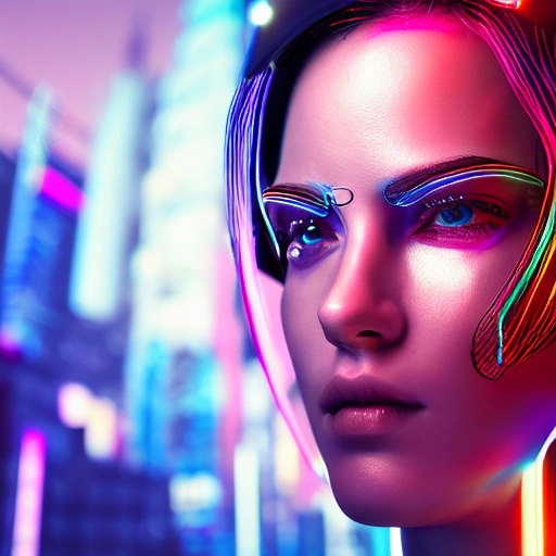 side close up portrait of 1 cyberpunk girl, detailed face, spotlight, cyberpunk city, wired, multicolored, vibrant high contrast, hyperrealistic, photografic, 8k, epic ambient light, octane render, bitcoin investor,