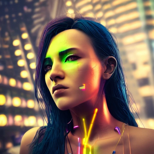 side close up portrait of 1 cyberpunk girl, detailed face, spotlight, cyberpunk city, wired, multicolored, vibrant high contrast, hyperrealistic, photografic, 8k, epic ambient light, octane render, bitcoin investor,