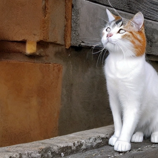 alegría gatos blancos y manchas rojas 

