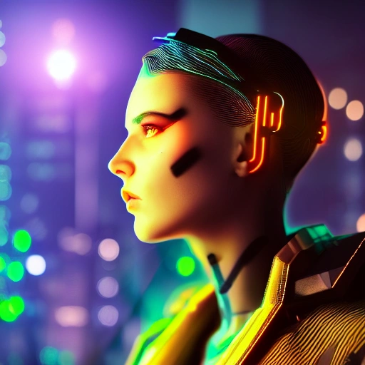 side close up portrait of 1 cyberpunk girl, detailed face, spotlight, cyberpunk city, wired, multicolored, vibrant high contrast, hyperrealistic, photografic, 8k, epic ambient light, octane render, bitcoin investor,