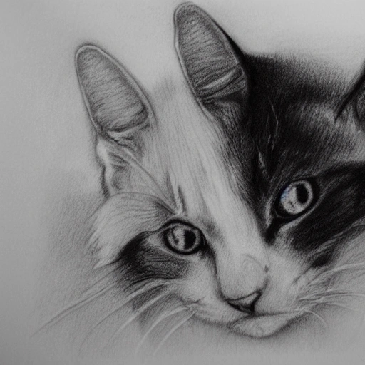 alegría gatos blancos y manchas rojas 

, Pencil Sketch