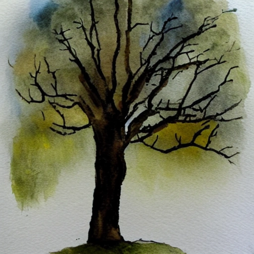 hombre mujer desnudos bajo un arbol tarde lluviosa

, Water Color