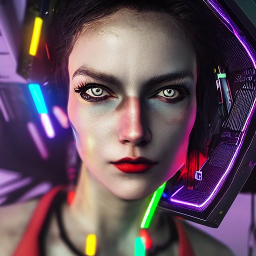 side close up portrait of 1 cyberpunk girl, detailed face, spotlight, cyberpunk city, wired, multicolored, vibrant high contrast, hyperrealistic, photografic, 8k, epic ambient light, octane render, bitcoin investor,