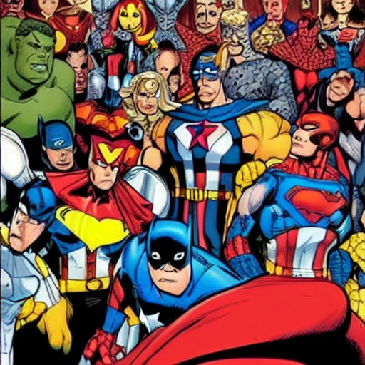 Quiero diseñar una imagen de los super heroes Marvel pegandose, Cartoon