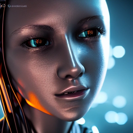 closeup portrait of a robot girl, robotic parts, cyberpunk, cable electric wires, hyperrealistic, fantasy, octane render, intricate, concept art, 8k, professional studio lighting