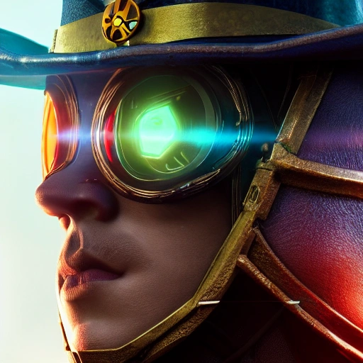 side close up portrait of capitan América (marvel), steampunk, detailed face, spotlight, multicolored, hyperrealistic, photografic, 8k, epic ambient light, octane render