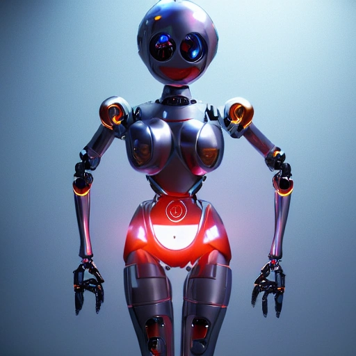 sexy female robot, drossel fireball, polynian, professional studio lighting, plastic face and head, concept art, octane render, fantasy, blue eyes, robot parts, electric wires, intricate, detailed, 8k