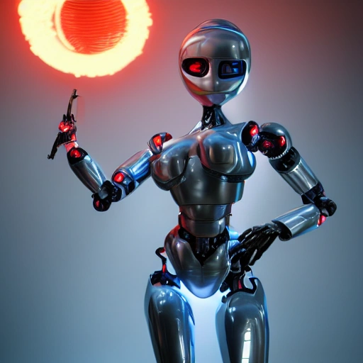 sexy female robot, drossel fireball, polynian, quarian, femisapien, professional studio lighting, plastic face and head, concept art, octane render, fantasy, blue eyes, robot parts, electric wires, intricate, detailed, 8k