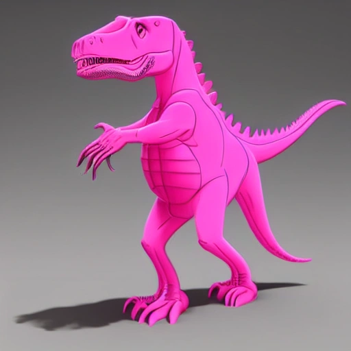 pink t-rex with Afro-American' hair black style, Cartoon, 3D