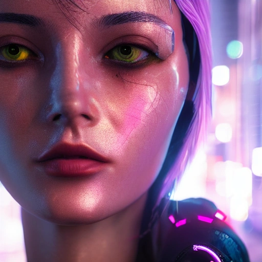 side close up portrait of 1 cyberpunk girl, detailed face, spotl ...