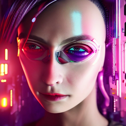 side close up portrait of 1 cyberpunk girl, detailed face, spotlight, cyberpunk city, wired, multicolored, vibrant high contrast, hyperrealistic, photografic, 8k, epic ambient light, octane render, Trippy, Oil Painting