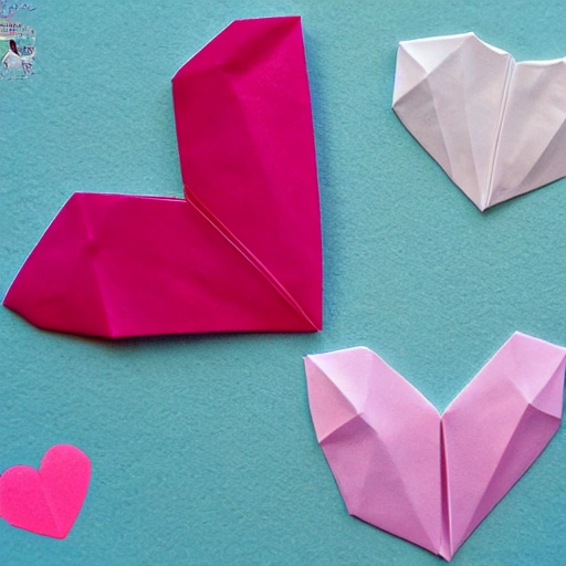 origami, paper cut art, paper illustration, varios corazones y flores de colores rosado, violeta, morado, fucsia, saint valentine´s day, very detailed, 8k --v 4