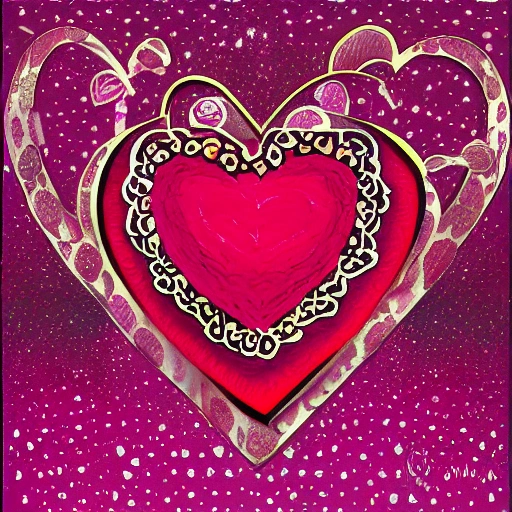 digital art, saint valentine card, heart patterns, pink color, , Oil Painting