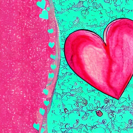 digital art, saint valentine card, heart patterns, pink color, , Water Color