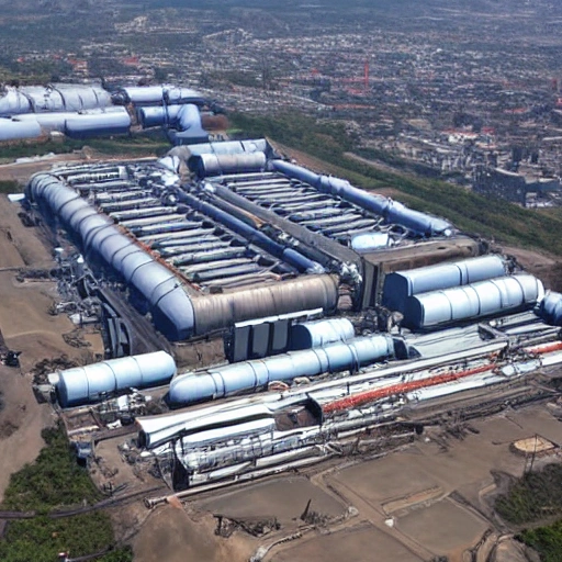 mexican steel mill with very advanced technology large factory viewed from the sky