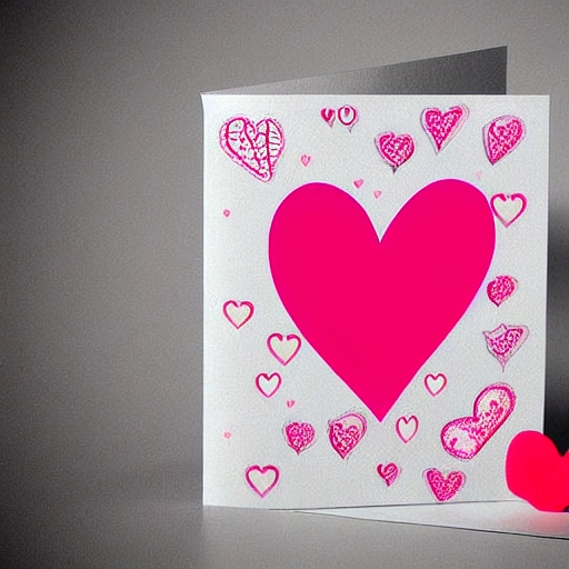 digital art, saint valentine card, heart patterns, pink color, Cartoon