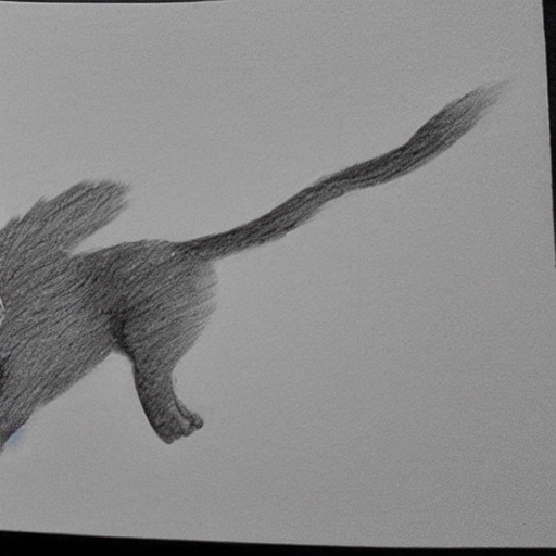 Gato volando en el espacio, Pencil Sketch, 3D