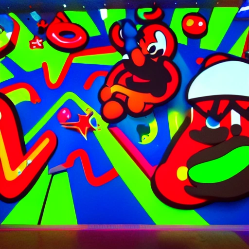 mundo mario broos neon, Trippy, 3D