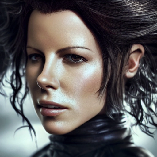 Close-up Portrait of a young woman, beautiful, Kate Beckinsale, black hair, Piratess like Mary Read, highly detailed leather clothing, high details, perfect and intricate composition, beautiful detailed octane trendy rendering on the art station, fine art photography 8k art, photorealistic concept art, perfect cinematic soft lighting, natural, cinematic volumetric, chiaroscuro, award winning photography, masterpiece, trending art station, sharp focus, intricate detail, academic figurative, painting by boris vallejo, Greg Rutkowski, Alphonse Mucha . Caravaggio, Oil Painting with a blurred sea background
