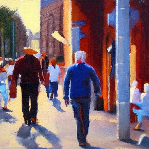 There are men who, at the age of 50, turn a corner and find themselves in the street where they were young, Oil Painting