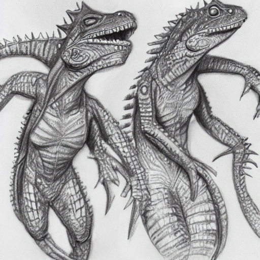 lizardmen, Pencil Sketch