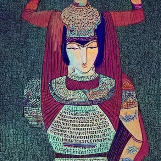 An Iranian girl from the Achaemenid era, powerful and beautiful, Trippy, Trippy