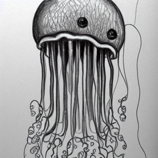 robot jellyfish, pencil sketch - Arthub.ai