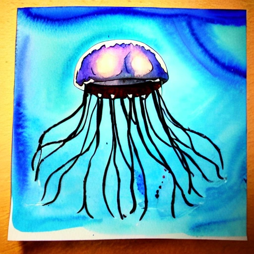 robot jellyfish, Water Color - Arthub.ai