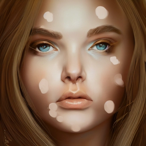 a portrait of beautiful eyes, chubby cleavage, golden body portrait, perfect composition, photorealistic art, light, masterpiece, 8k resolution concept art