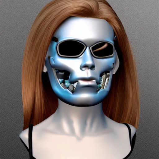 girl terminator cyber 3D face