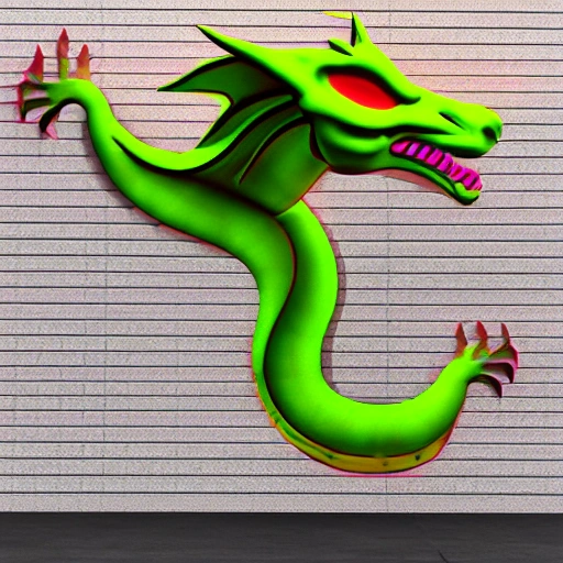 , 3D, dragon, fluor-lights, , realism