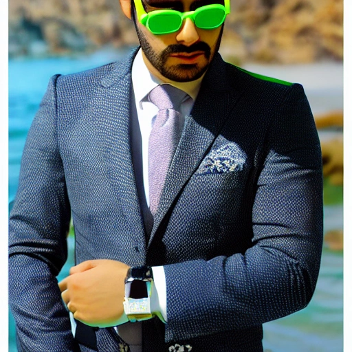 juan pablo pedroza romero, suit, bespoke, handmade, gentleman, 3d, sunglasses, beach, fullcolor neon