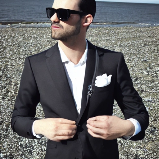 suit, bespoke, handmade, gentleman, 3d, black-sunglasses, beach, 