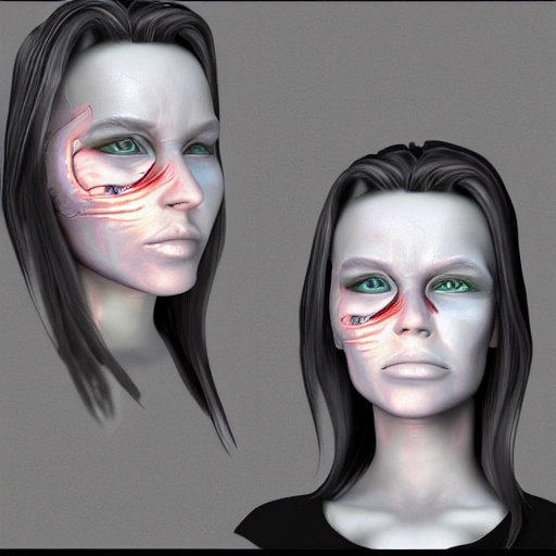 girl terminator cyber 3D face