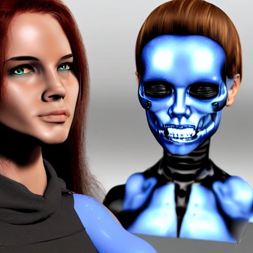 girl terminator cyber 3D face