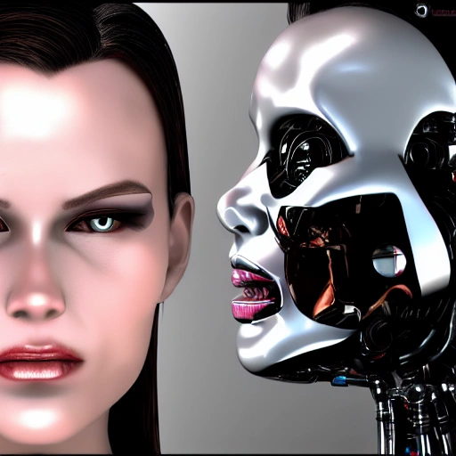 girl terminator cyber 3D face