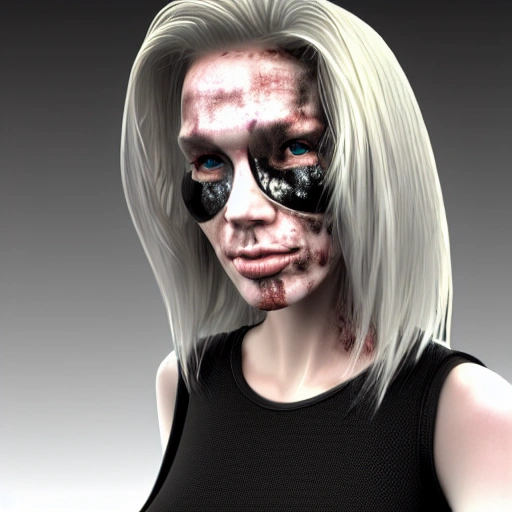 girl terminator cyber 3D face