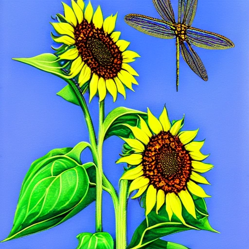 sunflower with dragonfly
