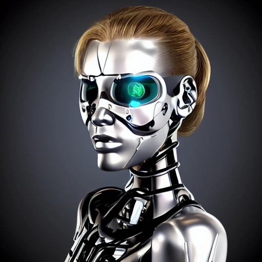 girl terminator cyber 3D face