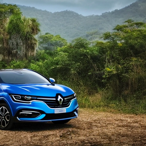 Blue Renault Talisman in the jungle