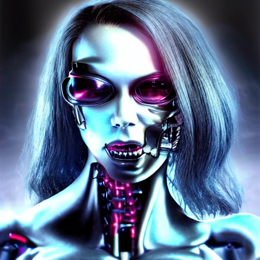 girl terminator cyber 3D face