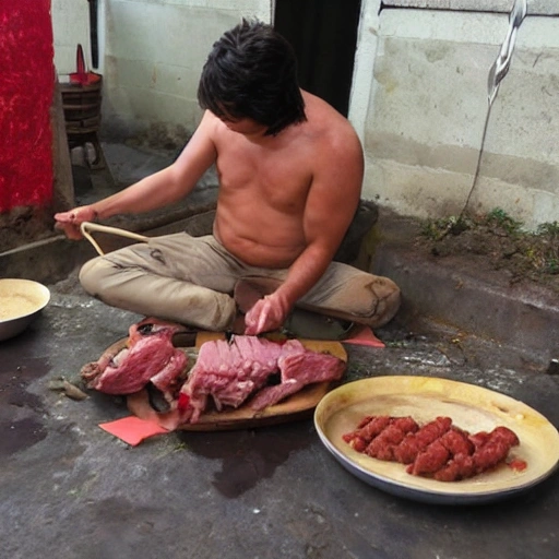 AZUI DOG EATING HONED MEAT